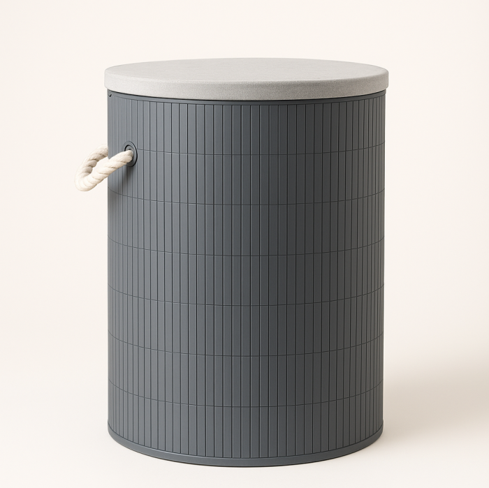 CESTO ROUPA BAMBO CINZA 38X38X49 - Image 1