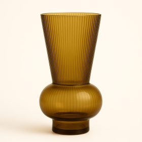 JARRA VIDRO THELMA MARRON CUR 14X26CM
