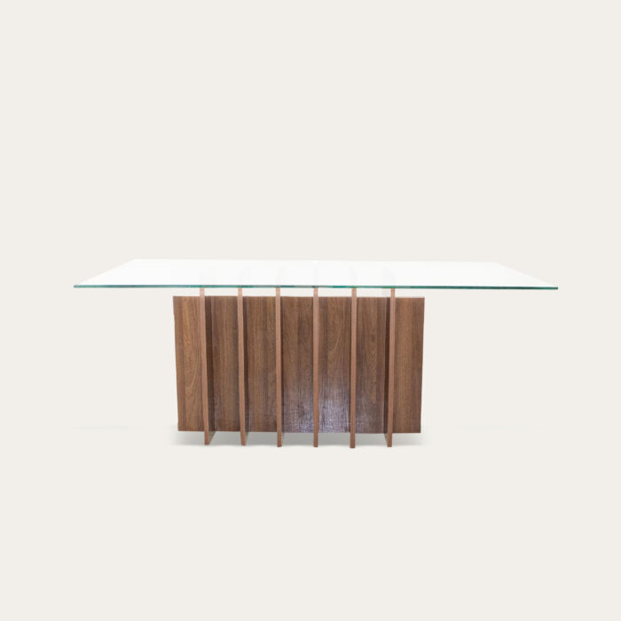 MESA VIDRO ATENAS BASE NOGUEIRA 180X100 - Image 1