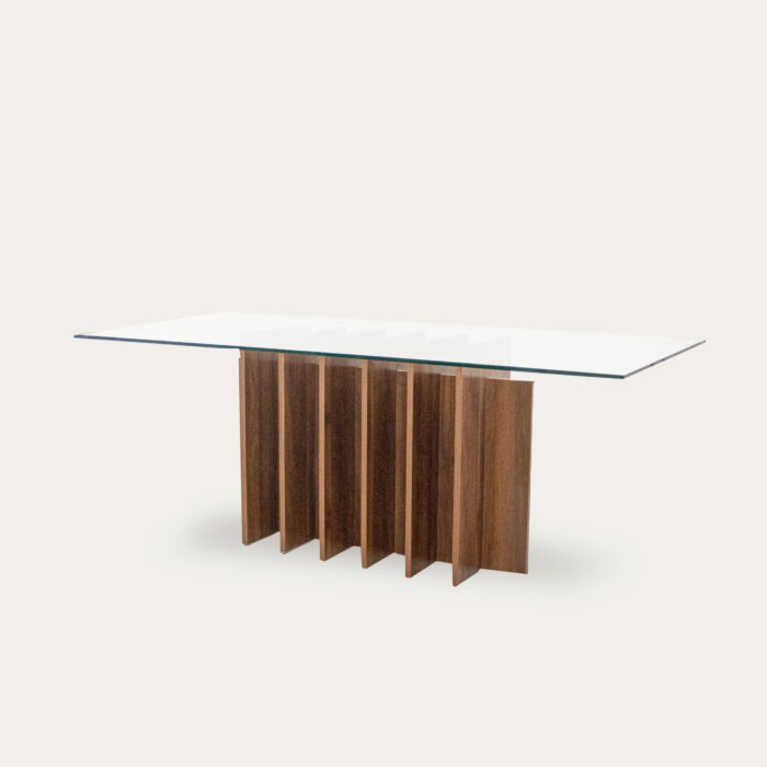 MESA VIDRO ATENAS BASE NOGUEIRA 180X100 - Image 2