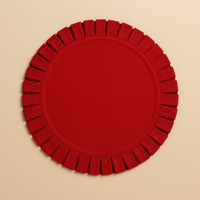 INDIVIDUAL REDONDO VERMELHO C FOLHO - Image 1