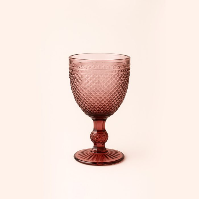 COPO VINHO VIDRO GRAVADO ROSA 330ML - Image 1