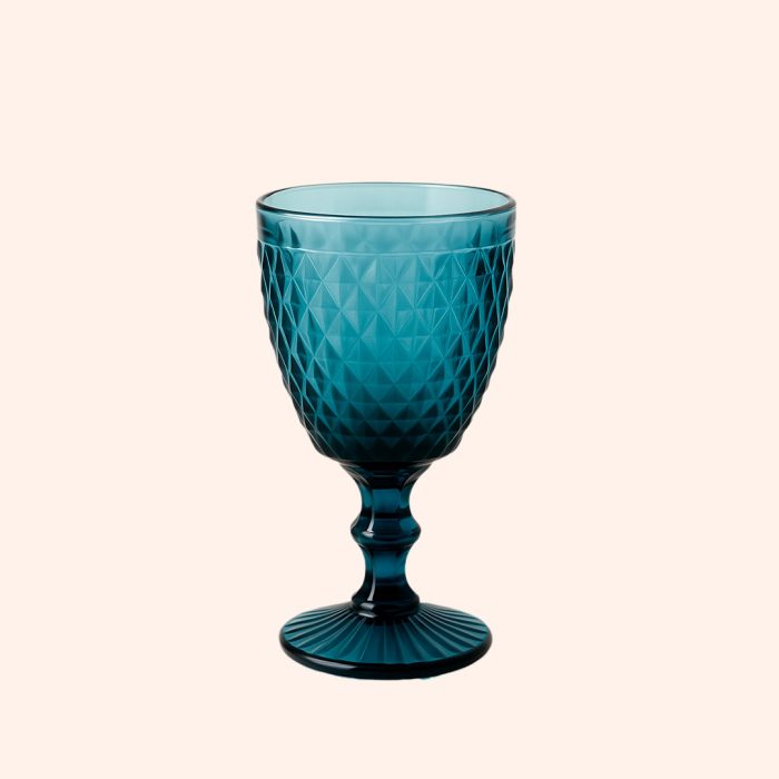 COPO VINHO VIDRO GRAVADO AZUL 230ML - Image 1