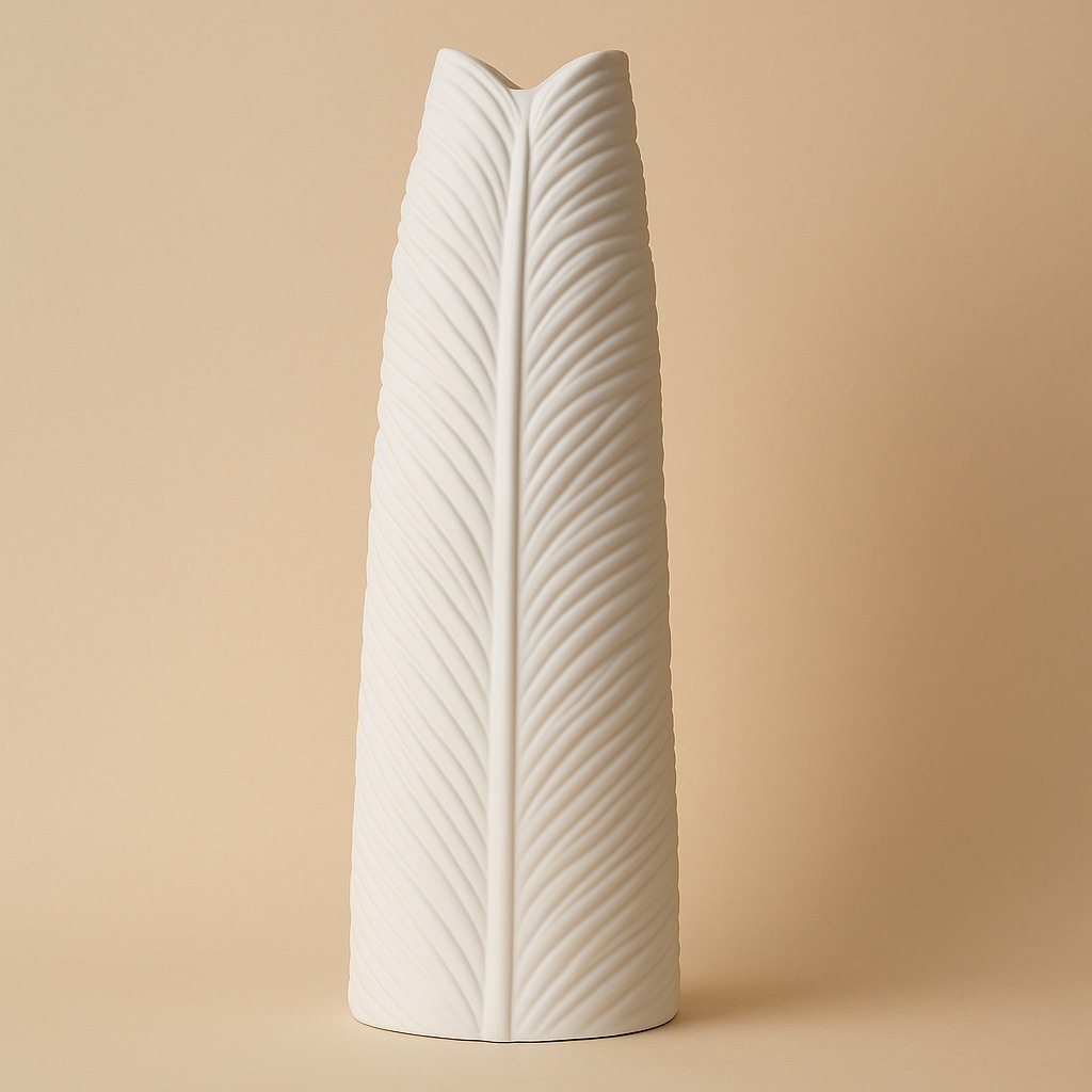 9128467 JARRO CERAMICA 33X10X70 FOLHA BRANCO - Image 1